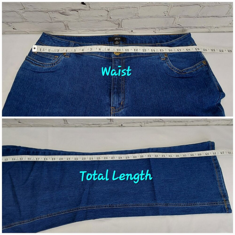 'ELLOS' BOOTCUT STONEWASH DENIM EMBROIDERED 5~POCKET JEANS SIZE 16 - Picture 12 of 16